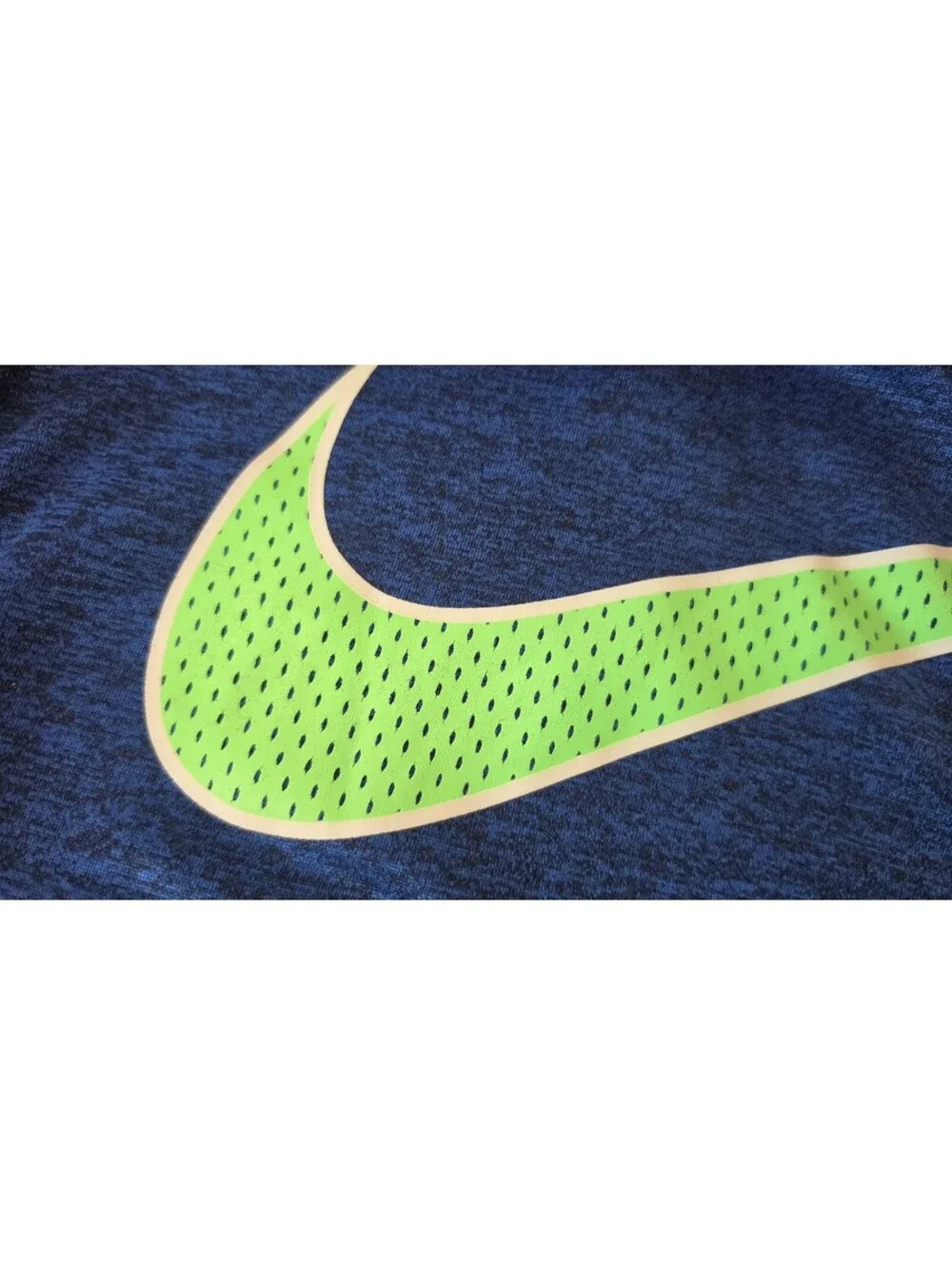 Nike Boys Therma-FIT Hoodie Sweatshirt Blue Neon Green Swoosh Size 6, #96